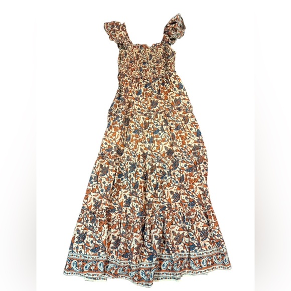 Anthropologie Love The Label Smocked Bust Tiered Bouquet Maxi Dress Size Large - Picture 4 of 12
